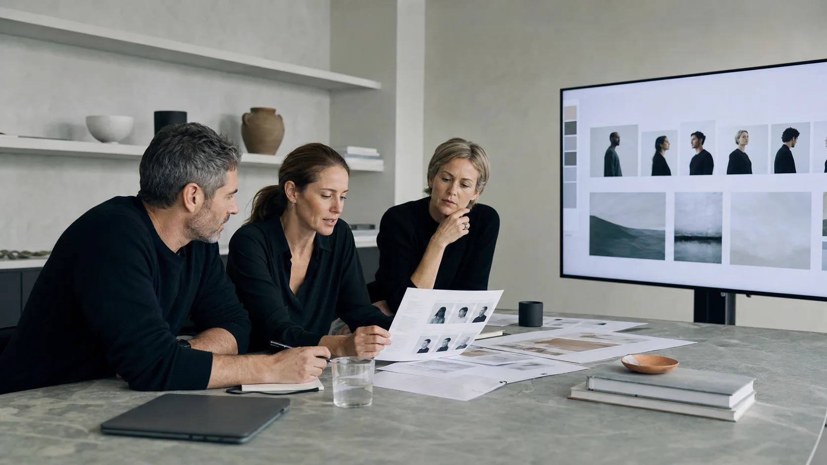 Brand team reviewing creator profiles and campaign requirements